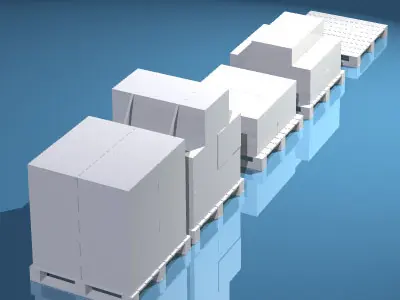 3 pallets set of boxes 3D model