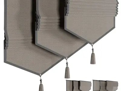 Roman blinds - Patterned Curtain Set 06 Low-poly 3D model