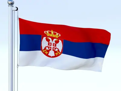 Animated Serbia Flag Low-poly 3D model