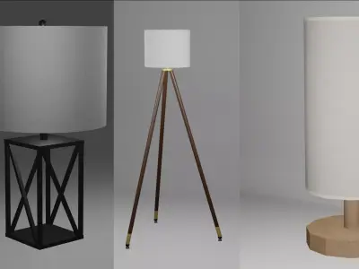 3 Modern Basic Lampshades Low-poly 3D model