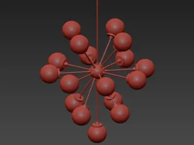 Large Italian Brass Sputnik Chandelier 3D model