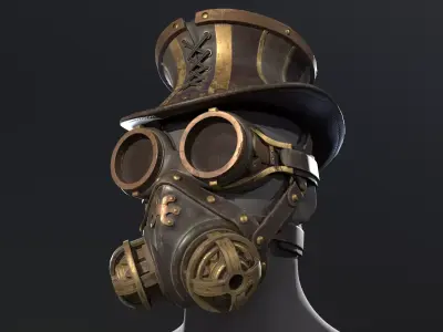 Steampunk mask set - game ready Low-poly 3D model