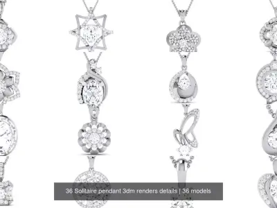 36 Solitaire pendant 3dm renders details 3D Model Pack