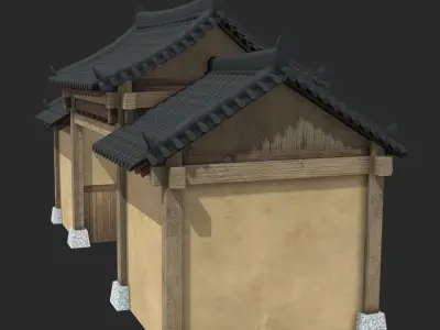 Korean Traditional House Hanok Door Low-poly 3D model