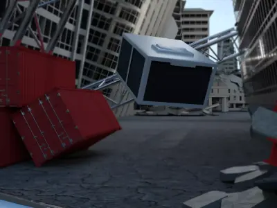 Broken city - city ruins -  rubble city 3Dmodel 3D model