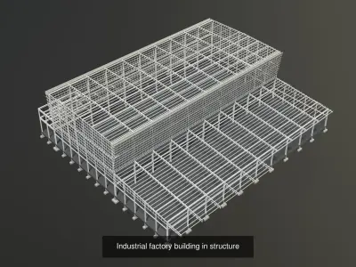 Factory buildings in structure 3D Model Pack