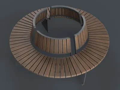 Modern Outdoor Bench 120 PBR Game Ready Low-poly 3D model