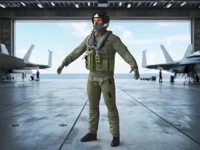  Military Pilot Uniform with Helmet and Mask Green 