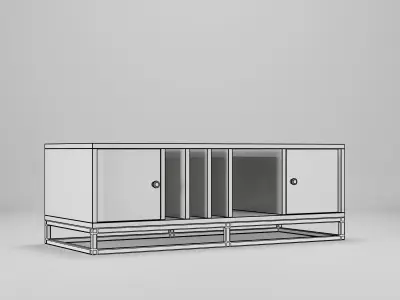 Scandinavian Wood Cabinet Low-poly 3D model