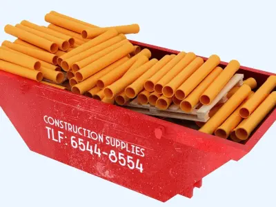 Industrial Container with PVC Pipes 3D model