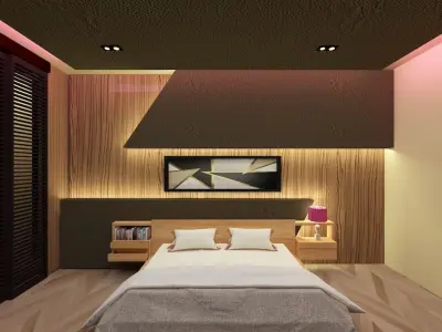 Simple Bedroom Design with and without window Low-poly 3D model