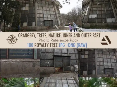 Photo Reference Pack Orangery Trees Nature Semi-Abandoned Texture