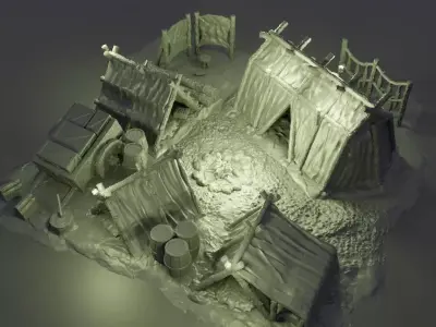 Adventurers Campsite Tabletop Terrain 28 mm 3D print model