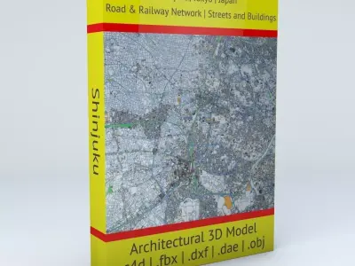 Shinjuku Railway System Road Network Streets and Buildings 3D model