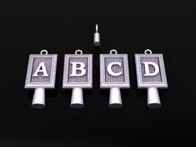 Antique Vintage Style Box Rectangle Letter Frame Pendant STYLE 5 3D print model