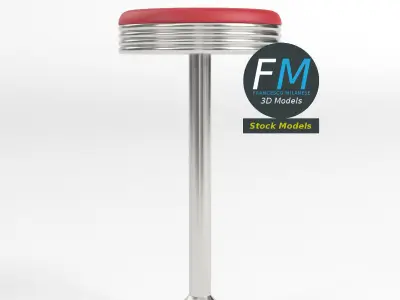Floor mounted fixed diner stool 1 3D model