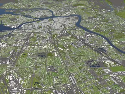 Saint Petersburg Russia 50x50km 3D City Map 3D model
