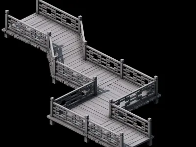 Game Building - nine - wooden bridge 23 3D model