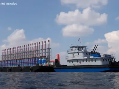  Push Boat Ship with Pontoon Barge 