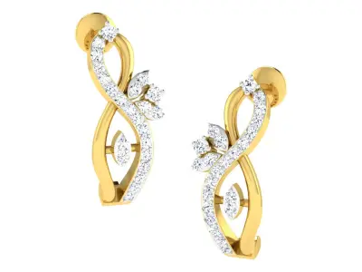Daimond Earrings 3DM STL OBJ FBX Render Details 3D print model