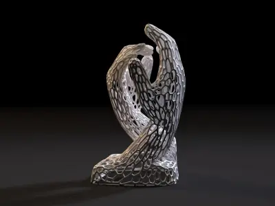 Sculpture two hands by Auguste Rodin Voronoi 3D print model