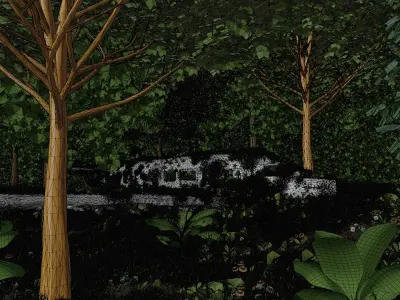 Abandoned airplane crashed on forest 3D model