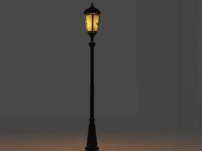 Lantern in the park with light PBR  Game-ready Low-poly 3D model