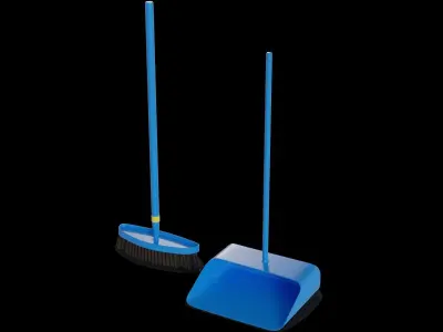 Brooms mops and window squeegees Broom and Dustpan Set Low-poly 3D model