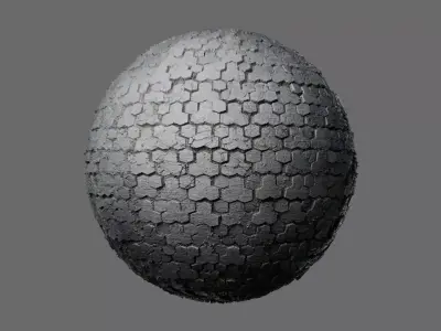 Hex Stone Pavers Seamless PBR Material Texture