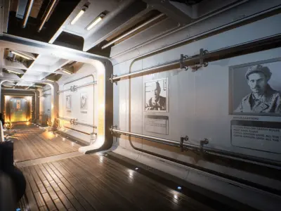 Sci-fi Rooms and Corridors Interior Kit Low-poly 3D model