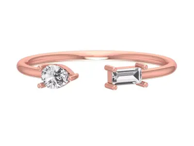 Women Open End Light Weight Band Ring 3D print model 4