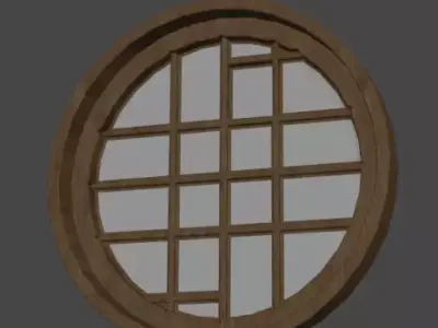 Japanese style room with round window Free 3D model