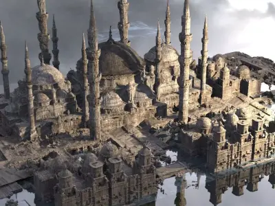 Muslim Crusades Arab 5 with mosques  3D model