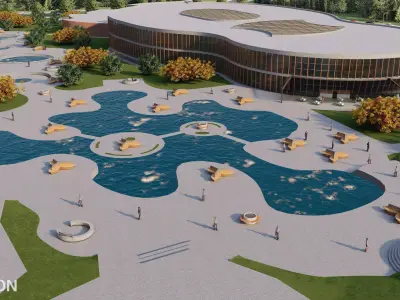 Modern Shopping Mall and Waterpark Complex  3D model