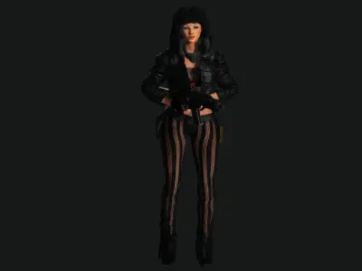 AAA 3D MODEL REALISTIC CHARACTER-FEMALE GUN SHOOTER STREET STYLE Low-poly 3D model