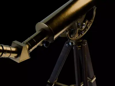Vintage Telescope Low-poly 3D model
