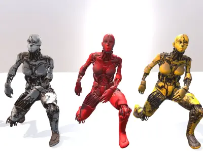 cyberpunk sci fi character girl pack game ready mixamo friendly  Low-poly 3D model