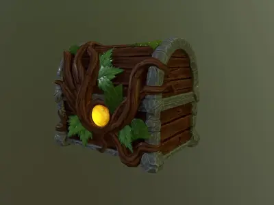 Magic Wooden Chest Low-poly 3D model