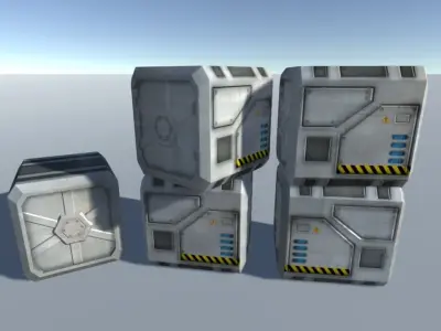 Sci-Fi Crates Low-poly 3D model