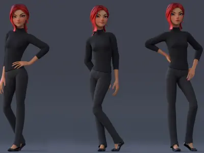 Violet Cartoon character  Low-poly 3D model