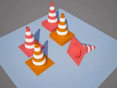 Plastic traffic cone Low-poly 3D model