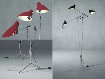 Tripod three different floor lamps 3D model