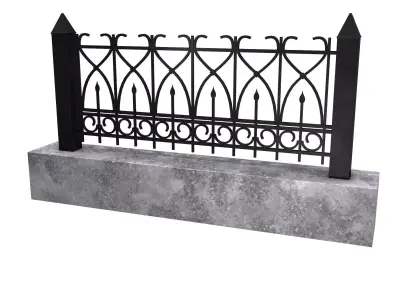 Fence metal and marble Low-poly 3D model
