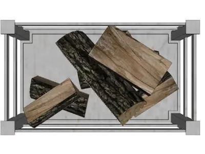 fire grate with logs  Low-poly 3D model