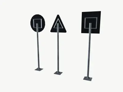 School Road Sign Boards 3D model