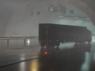 Truck road Tunel collection Free low-poly 3D model