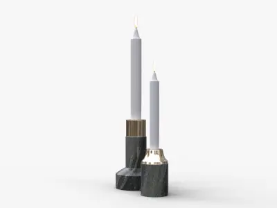 Marble Candleholder Set Low-poly 3D model