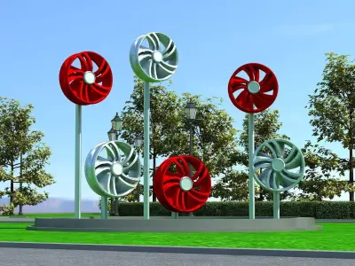statue sculptures bronze street urban city metal sculpture 3D model 6