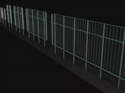 Fencing of city streets Low-poly 3D model