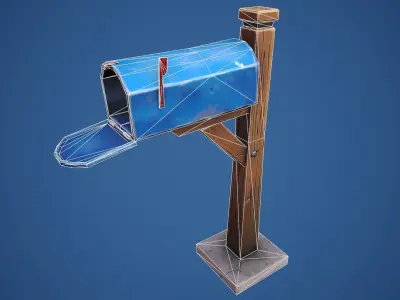 Stylized Village Mailbox Low-poly 3D model